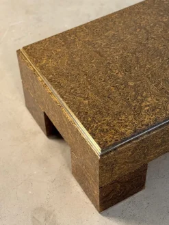 Pamono Mid-Century Italian Brass and Veneer Coffee Table, 1970s><noscript><img width=