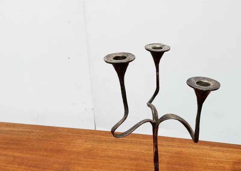Pamono Mid-Century Italian Brutalist Bronze Amadeus Series Candleholder by Kurt Jesch for Fratelli Tonini