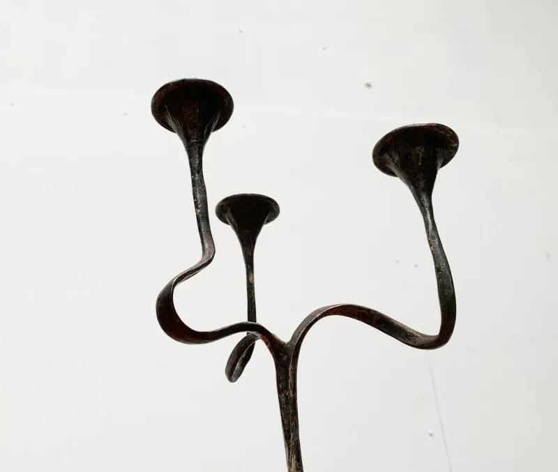 Pamono Mid-Century Italian Brutalist Bronze Amadeus Series Candleholder by Kurt Jesch for Fratelli Tonini