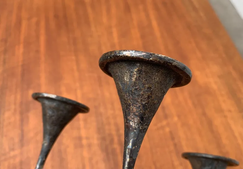 Pamono Mid-Century Italian Brutalist Bronze Amadeus Series Candleholder by Kurt Jesch for Fratelli Tonini