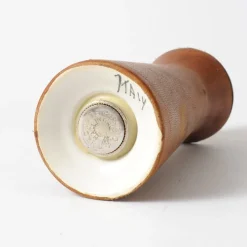 New Pamono Mid-Century Italian Cermamic and Leather Pepper Mill from Chiarugi
