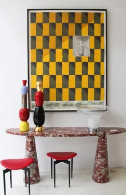 Online Pamono Mid-Century Italian Console Table in Red Marble by Angelo Mangiarotti for Skipper, 1970s