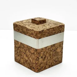 Pamono Mid-Century Italian Cork and Aluminum Ice Bucket with Cork Top, 1970s><noscript><img width=