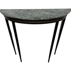 Pamono Mid-Century Italian Demi Lune Console Table with Green Marble Top, 1950s> Console Tables