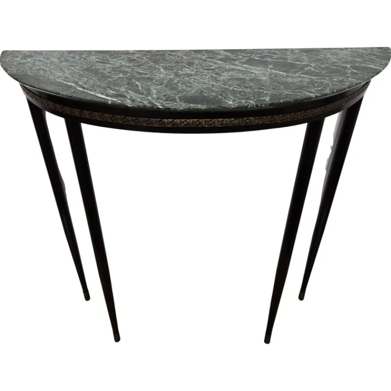 Pamono Mid-Century Italian Demi Lune Console Table with Green Marble Top, 1950s> Console Tables