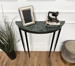 Pamono Mid-Century Italian Demi Lune Console Table with Green Marble Top, 1950s><noscript><img width=