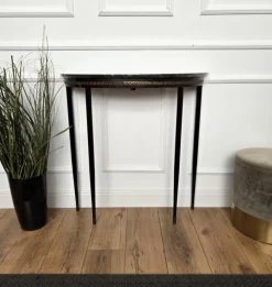 Pamono Mid-Century Italian Demi Lune Console Table with Green Marble Top, 1950s><noscript><img width=