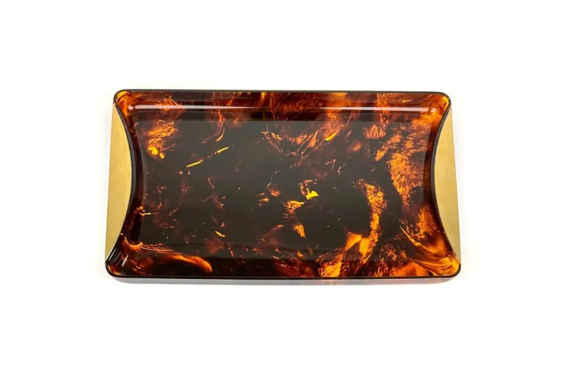 Sale Pamono Mid-Century Italian Faux Tortoiseshell Serving Tray by Guzzini, 1970s