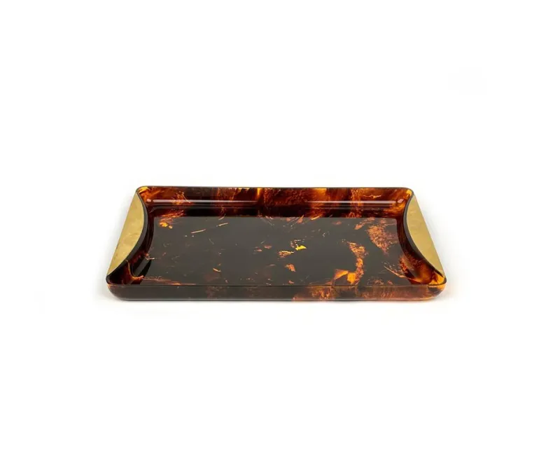 Sale Pamono Mid-Century Italian Faux Tortoiseshell Serving Tray by Guzzini, 1970s