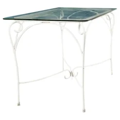 Discount Pamono Mid-Century Italian Garden Table in White Wrought Iron & Glass, 1960s