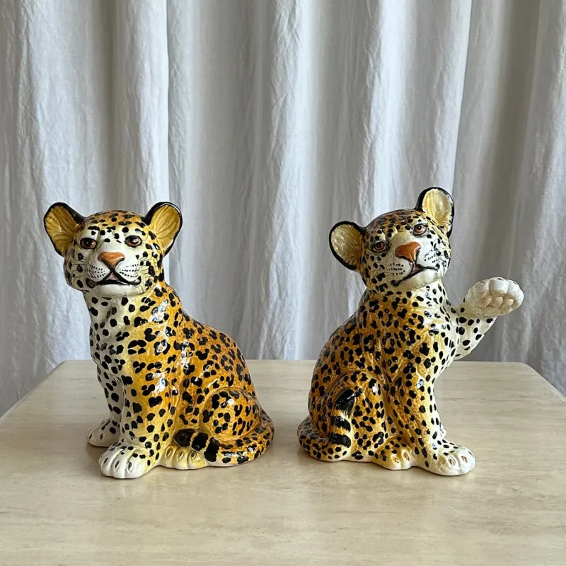 Outlet Pamono Mid-Century Italian Handmade Ceramic Baby Leopards, 1970s, Set of 2