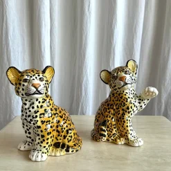 Outlet Pamono Mid-Century Italian Handmade Ceramic Baby Leopards, 1970s, Set of 2