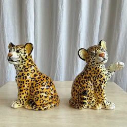 Outlet Pamono Mid-Century Italian Handmade Ceramic Baby Leopards, 1970s, Set of 2