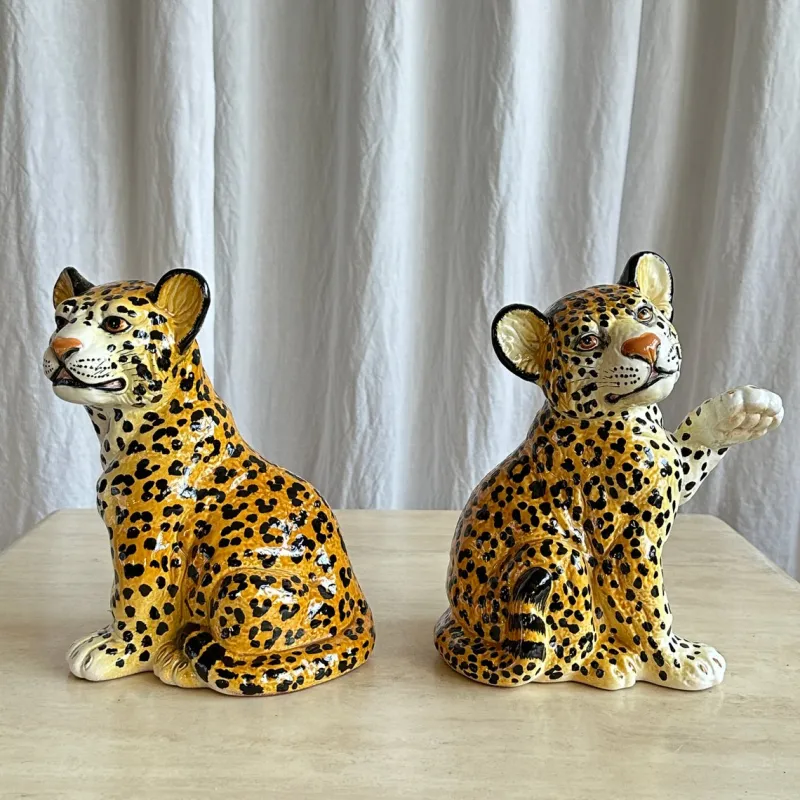 Outlet Pamono Mid-Century Italian Handmade Ceramic Baby Leopards, 1970s, Set of 2