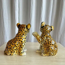 Outlet Pamono Mid-Century Italian Handmade Ceramic Baby Leopards, 1970s, Set of 2