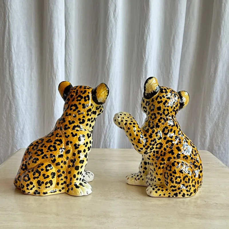 Outlet Pamono Mid-Century Italian Handmade Ceramic Baby Leopards, 1970s, Set of 2