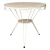 Pamono Mid-Century Italian Modern White Iron Round Garden Table with Flower Decor, 1960> Garden Tables