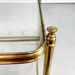 Pamono Mid-Century Italian Modern Bar Cart in Brass & Glass, 1950s><noscript><img width=