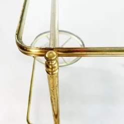 Pamono Mid-Century Italian Modern Bar Cart in Brass & Glass, 1950s><noscript><img width=