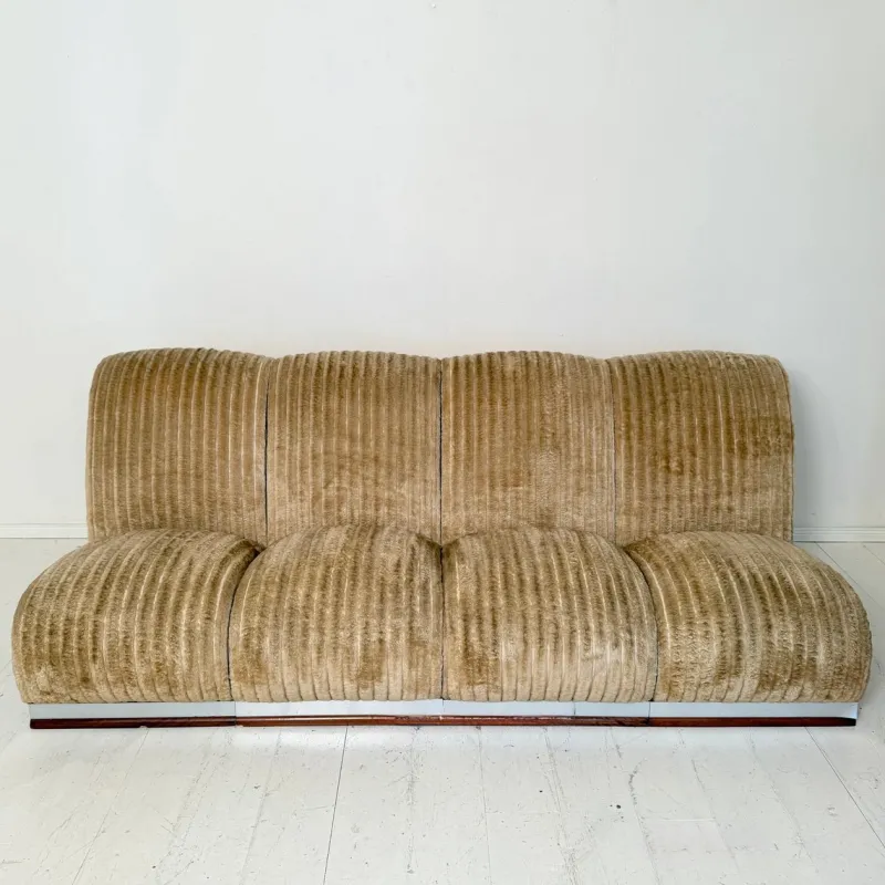 Online Pamono Mid-Century Italian Modular Sofa in Beige Corduroy, 1970s, Set of 5