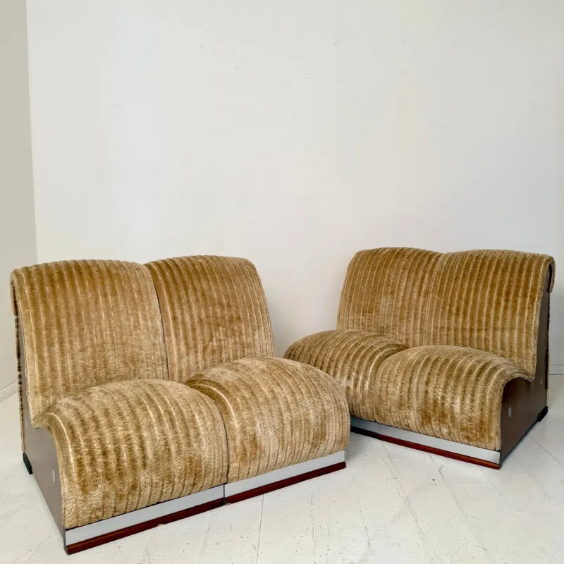 Online Pamono Mid-Century Italian Modular Sofa in Beige Corduroy, 1970s, Set of 5