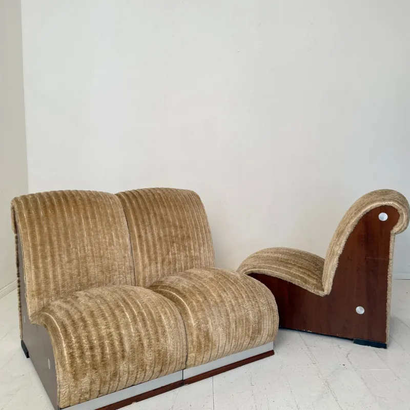 Online Pamono Mid-Century Italian Modular Sofa in Beige Corduroy, 1970s, Set of 5