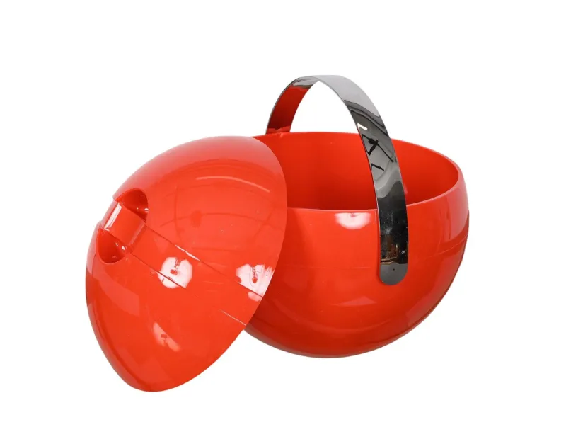 Clearance Pamono Mid-Century Italian Orange Plastic Ball-Shaped Ice Bucket from Guzzini, 1970s
