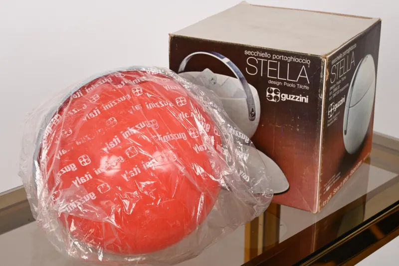 Clearance Pamono Mid-Century Italian Orange Plastic Ball-Shaped Ice Bucket from Guzzini, 1970s