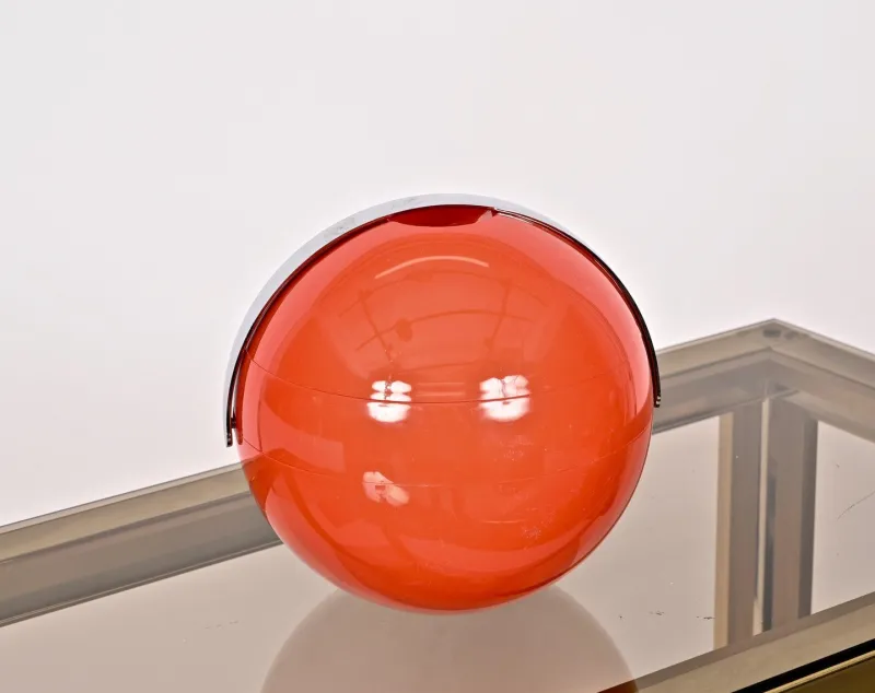 Clearance Pamono Mid-Century Italian Orange Plastic Ball-Shaped Ice Bucket from Guzzini, 1970s