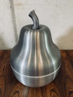 Pamono Mid-Century Italian Pear Ice Bucket in Aluminum