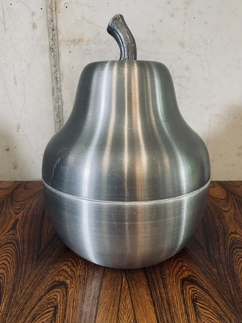 Pamono Mid-Century Italian Pear Ice Bucket in Aluminum