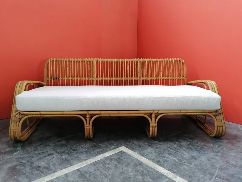 Pamono Mid-Century Italian Rattan and Bamboo Sofa, 1960s> Garden Seating