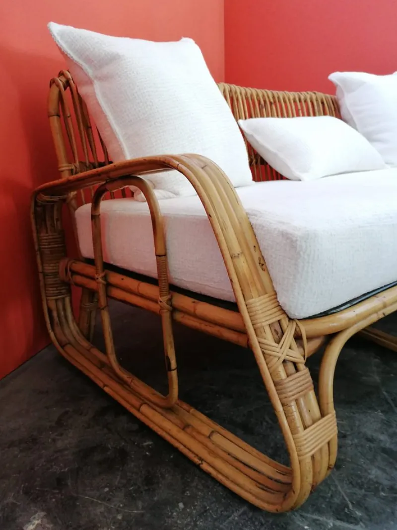Pamono Mid-Century Italian Rattan and Bamboo Sofa, 1960s> Garden Seating