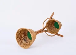 Best Pamono Mid-Century Italian Rattan and Bamboo Flower Stand Plant Holder, 1960s