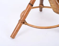 Best Pamono Mid-Century Italian Rattan and Bamboo Flower Stand Plant Holder, 1960s