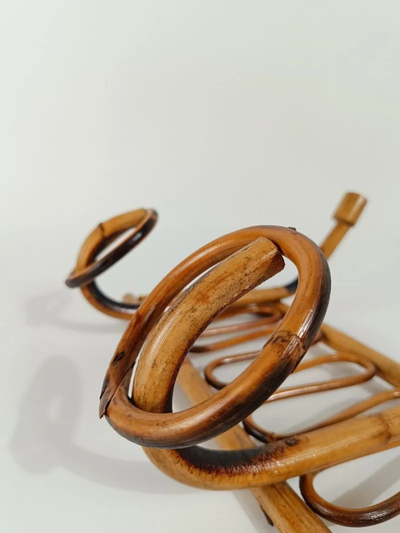 Pamono Mid-Century Italian Riviera Rattan and Bamboo Wall Coat Rack / Wall Hanger, 1960s> Racks, Hooks & Valets