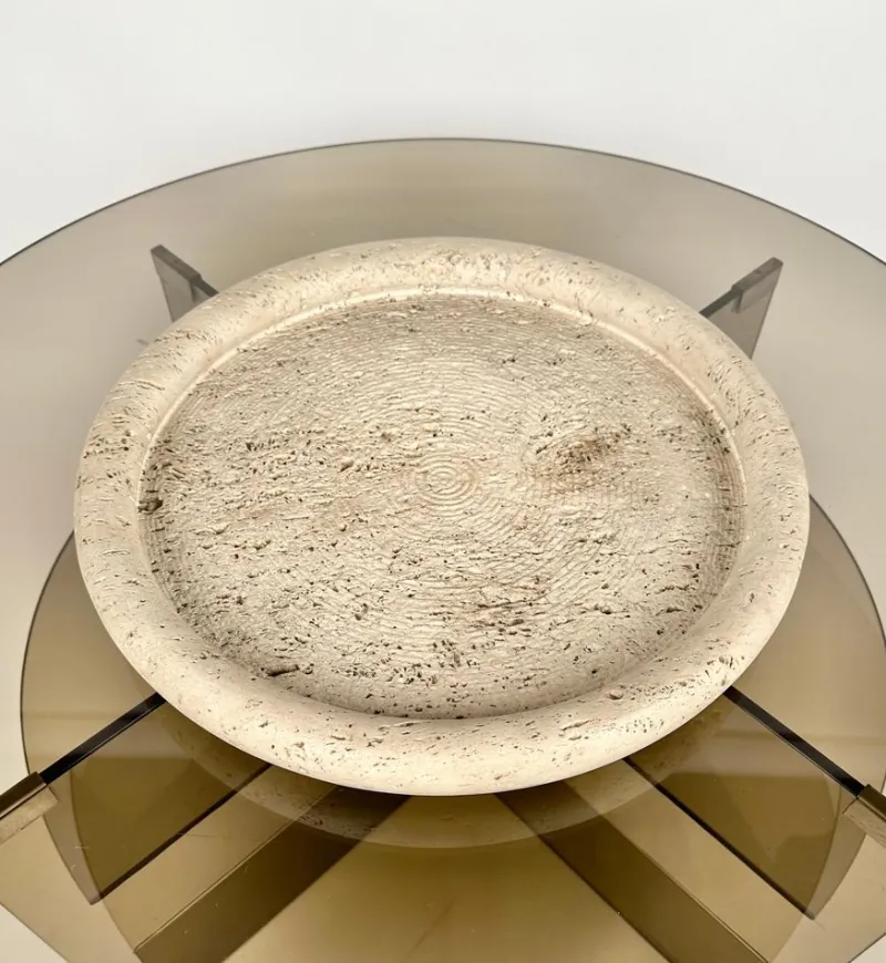 Outlet Pamono Mid-Century Italian Vide-Poche Dish in Travertine by Fratelli Mannelli, 1970s