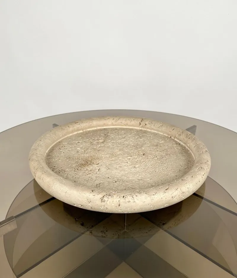 Outlet Pamono Mid-Century Italian Vide-Poche Dish in Travertine by Fratelli Mannelli, 1970s