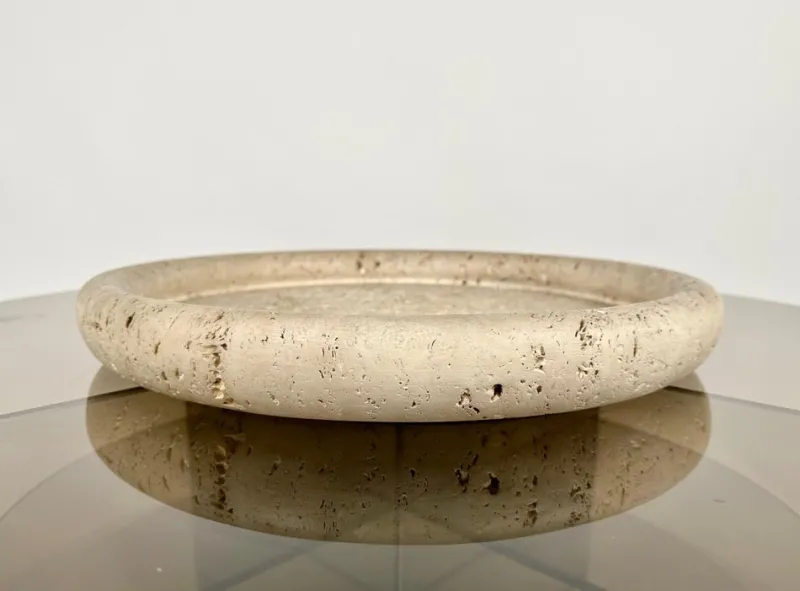 Outlet Pamono Mid-Century Italian Vide-Poche Dish in Travertine by Fratelli Mannelli, 1970s