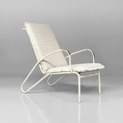 Hot Pamono Mid-Century Italian White and Azure Iron Outdoor Lounge Chairs, 1960s, Set of 2