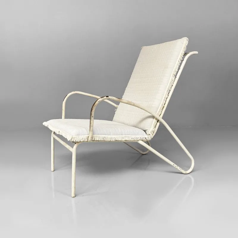 Hot Pamono Mid-Century Italian White and Azure Iron Outdoor Lounge Chairs, 1960s, Set of 2