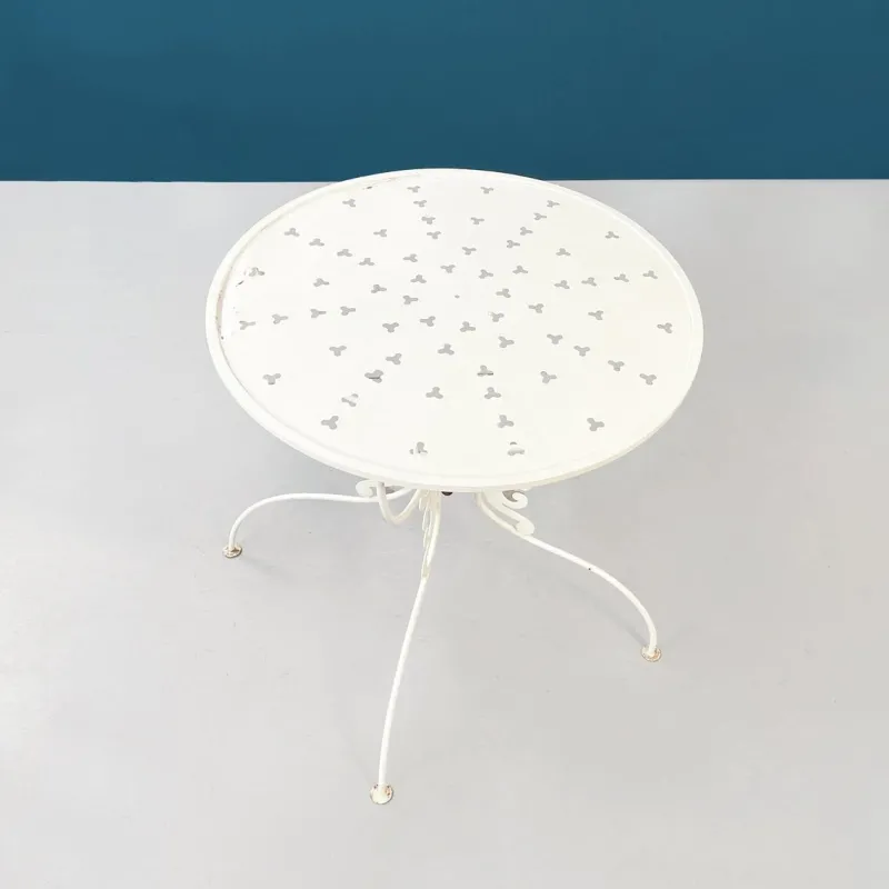 New Pamono Mid-Century Italian White Wrought Garden Table, 1960s