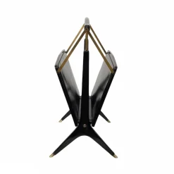 Clearance Pamono Mid-Century Italian Wood & Brass Foldable Magazine Rack by Cesare Lacca for Arredoluce, 1950s