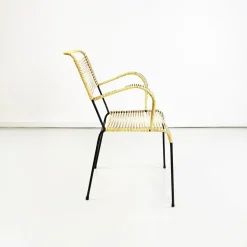 Best Pamono Mid-Century Italian Yellow Plastic Scooby Black Metal Outdoor Chair, 1960s