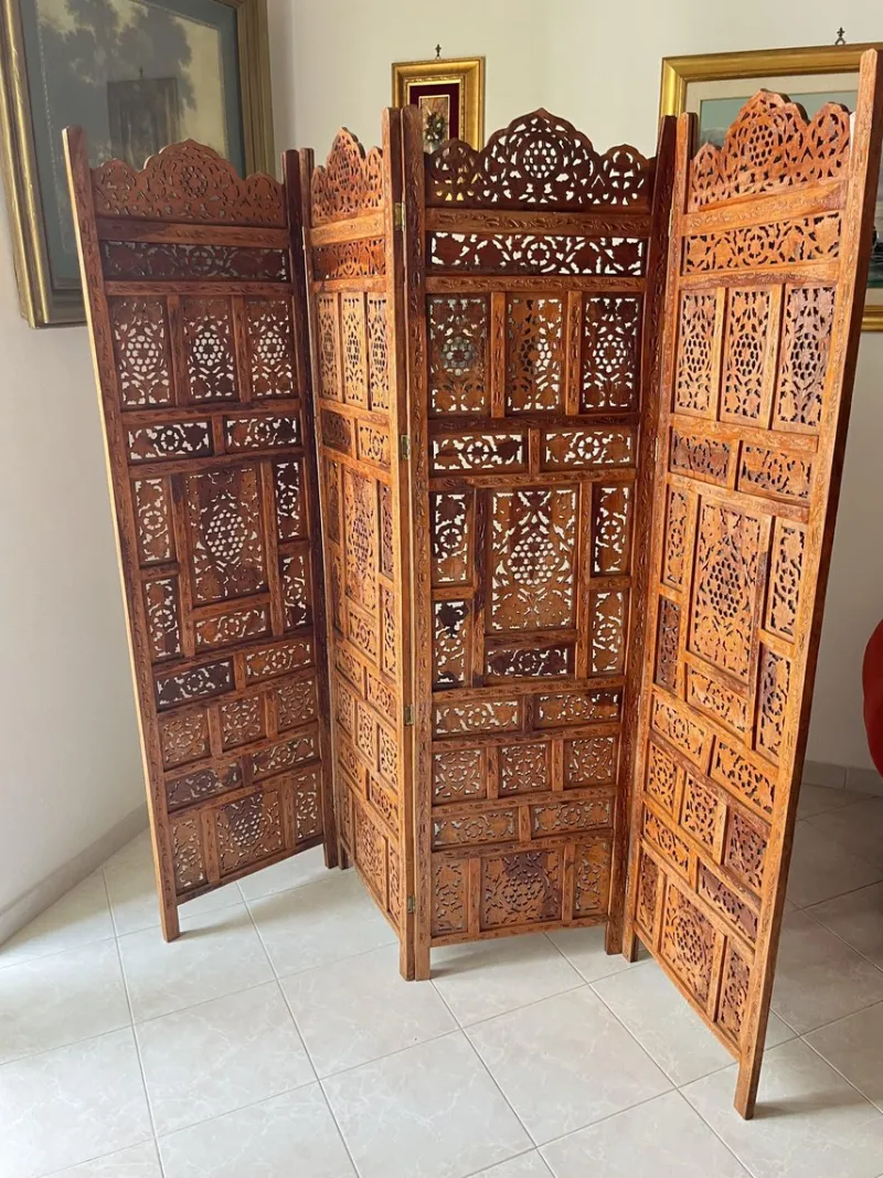 Pamono Mid-Century Japanese 4-Panel Folding Room Divider, 1940s