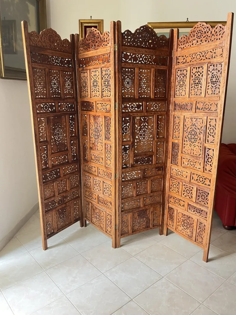 Pamono Mid-Century Japanese 4-Panel Folding Room Divider, 1940s