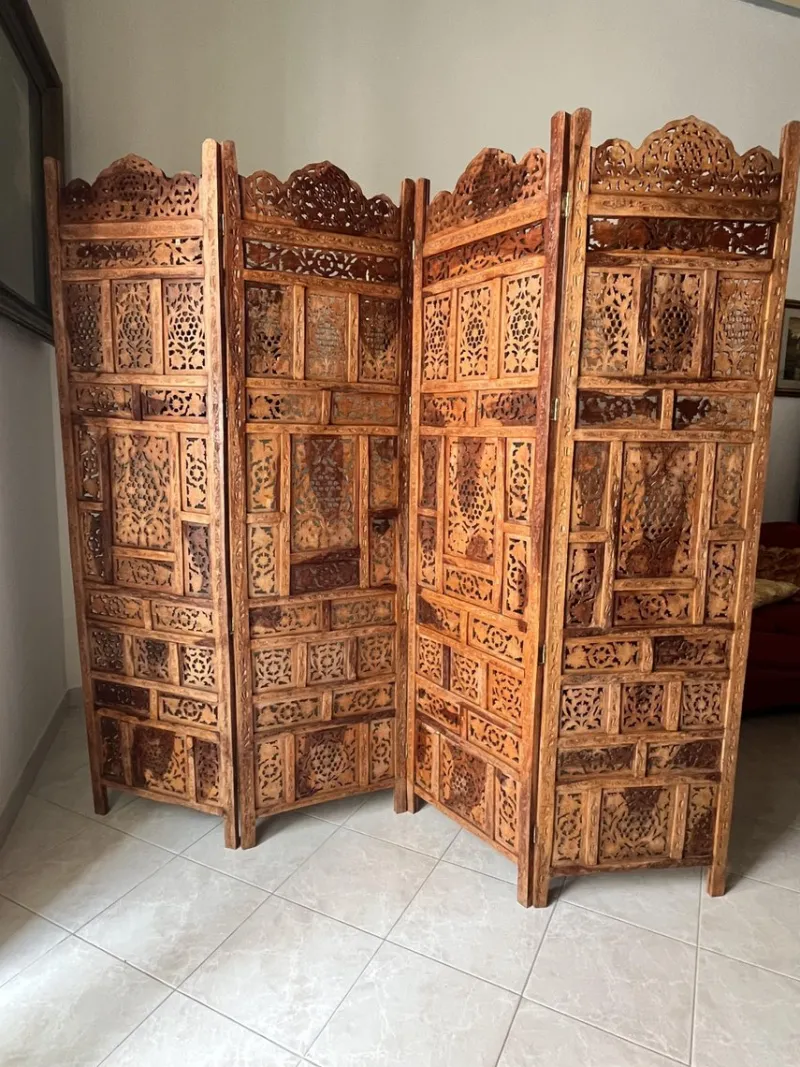 Pamono Mid-Century Japanese 4-Panel Folding Room Divider, 1940s