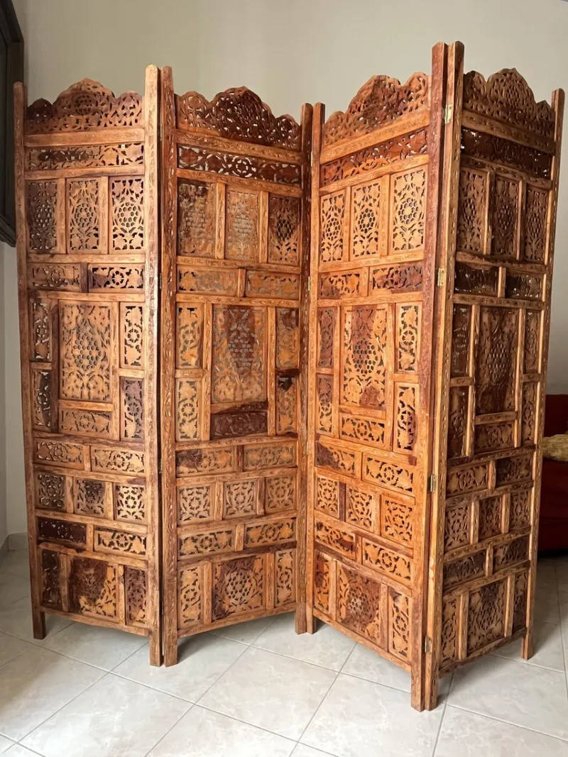 Pamono Mid-Century Japanese 4-Panel Folding Room Divider, 1940s