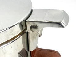 Pamono Mid-Century Leather and Steel Ice Bucket from Grasoli, 1960s><noscript><img width=