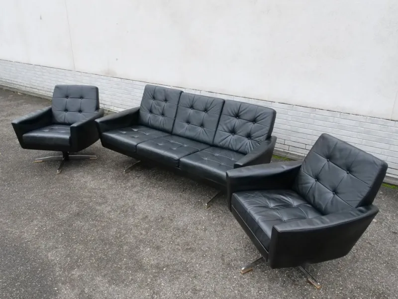 Outlet Pamono Mid-Century Leather Sofas and Armchairs from Krasemann, 1960s, Set of 3